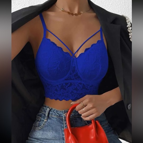 Sexy white lace bustier cami bralette crop top - Picture 7 of 16